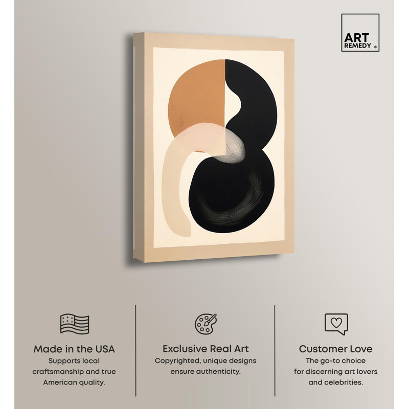 Neutral Abstract Canvas Wall Art with Pine Wood Frame