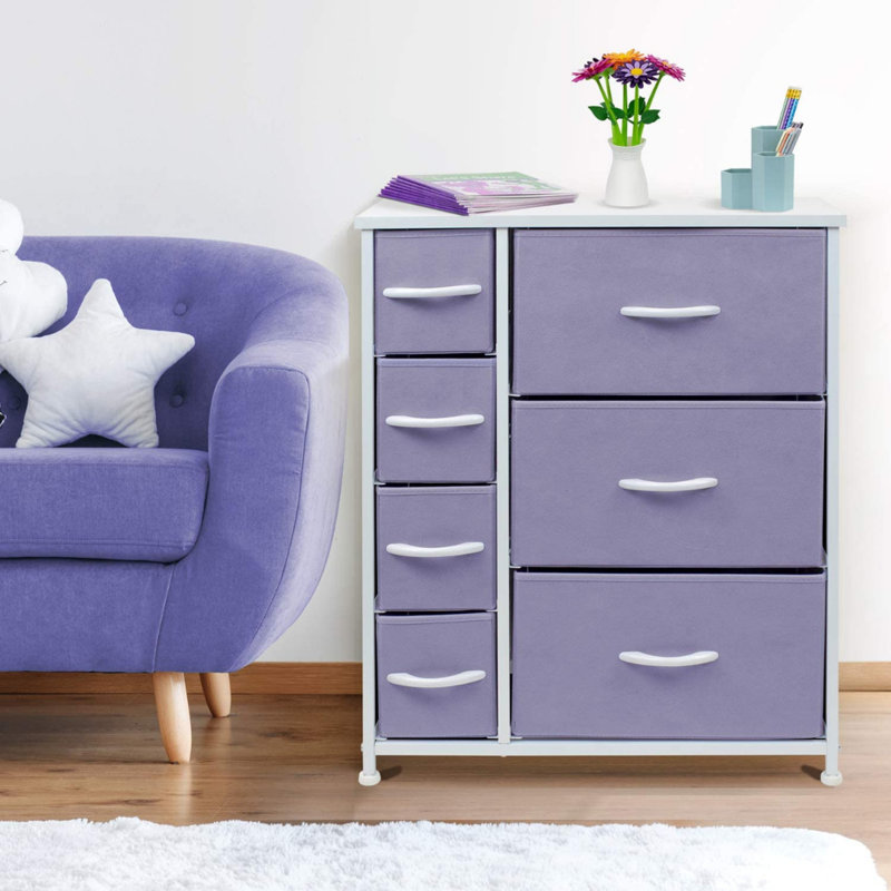 Lavender 7-Drawer Vertical Chest Dresser with Deep Drawers