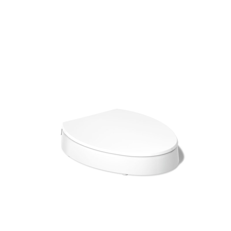 Hyten Elevated Toilet Seat with Quiet-Close Lid and Seat and Grip-Tight Bumpers, White, Elongated