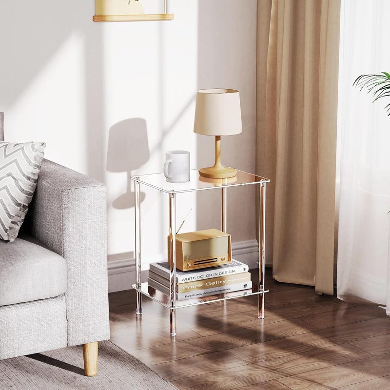 Clear Acrylic Side Table,2 Tier 1-Pack