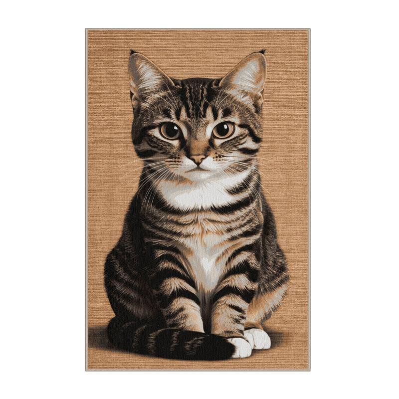 Washable Domestic Shorthair Cats Area Rug, Rectangle 5' x 8'