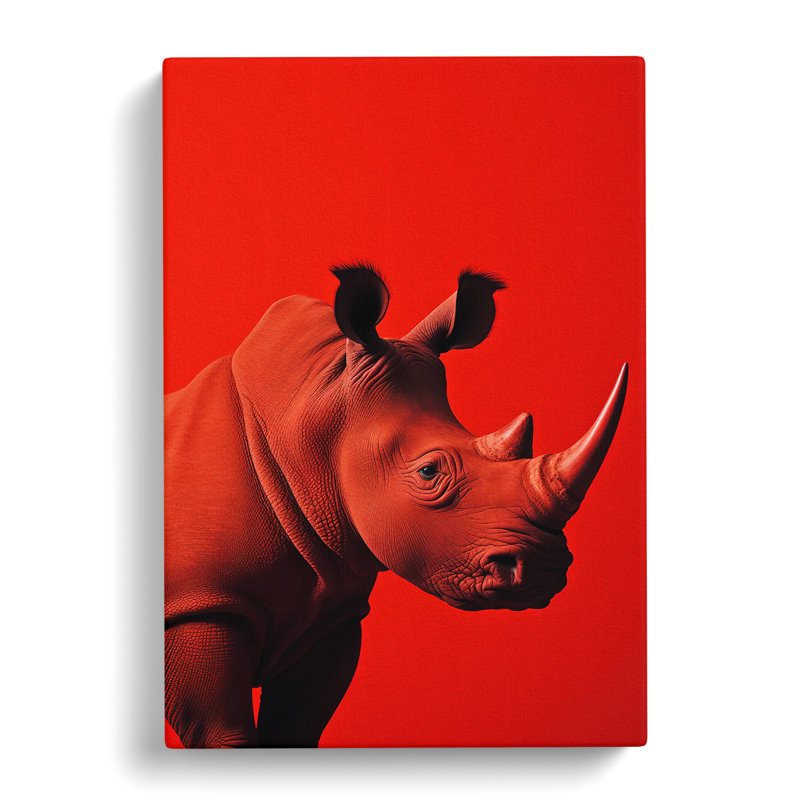 Rhino Minimalism Art - Wrapped Canvas, 50cm H x 35cm W x 3cm D