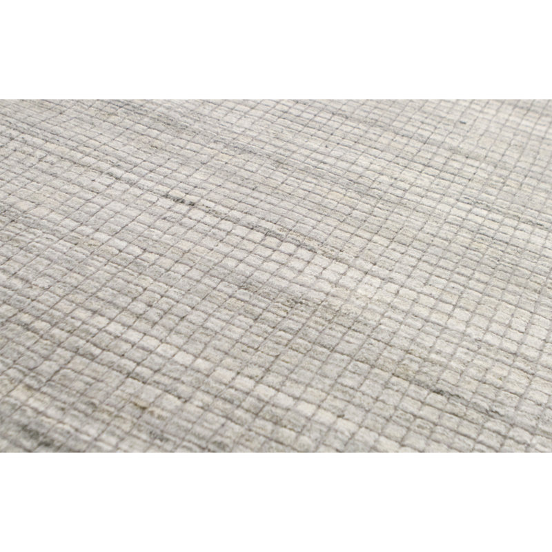Hand Knotted Geometric Area Rug in Beige/Gray, Rectangle 8' x 10'