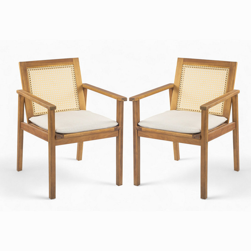 Chaise de salle à manger d'extérieur avec coussin Preston (ensemble de 2)
