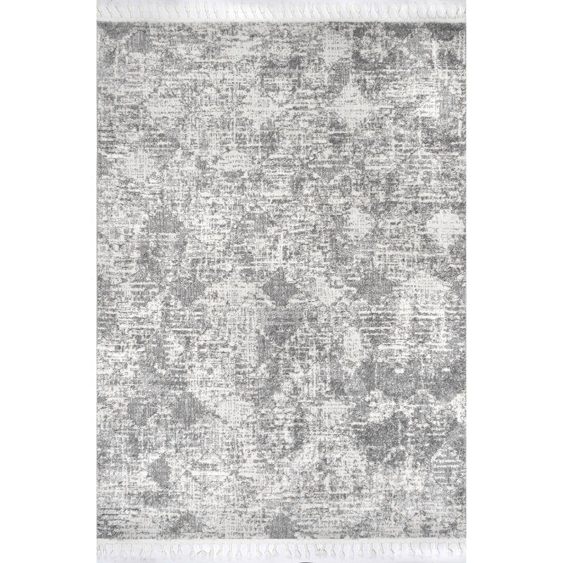 Russo Abstract Light Gray Area Rug, Rectangle 5'3" x 8'2"