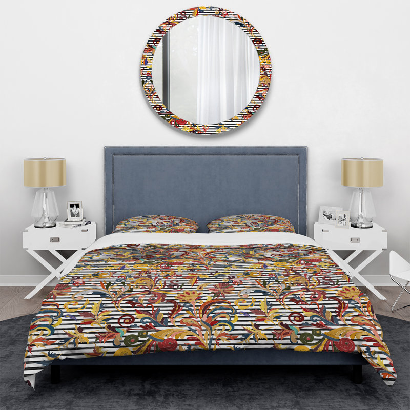 Ensemble de housse de couette en microfibre jaune / brun / bleu 3 pièces, Housse de couette pour très grand lit et 2 très