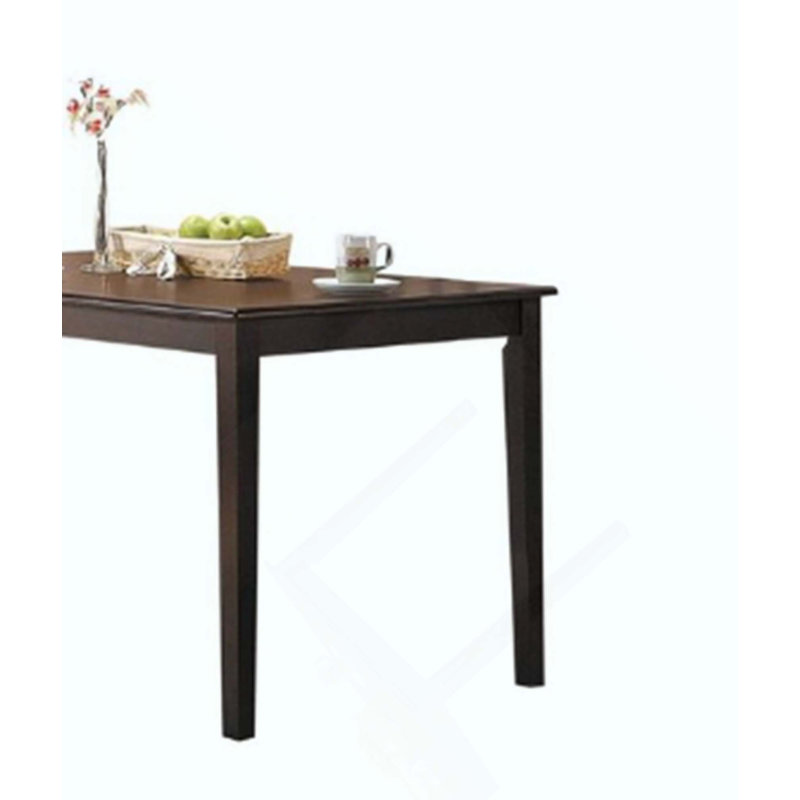 Table de salle à manger avec plateau fixe en bois et pieds fuselés, parfaite pour un repas à la maison élégant et durable.