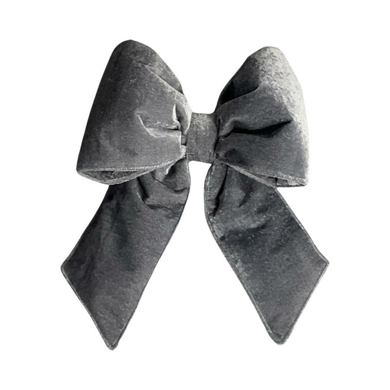 12" x 15" Velvet Christmas Bow, Plush Silver