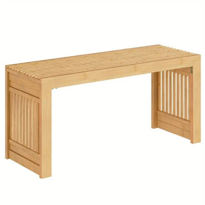 Dining Bench, 35 Inch Bamboo Entryway Bench, Farmhouse Kitchen Table Bench, Outdoor Bench, Solid Bamboo Dining Room Benches For Kitchen, Living Room, Hallway, Bedroom