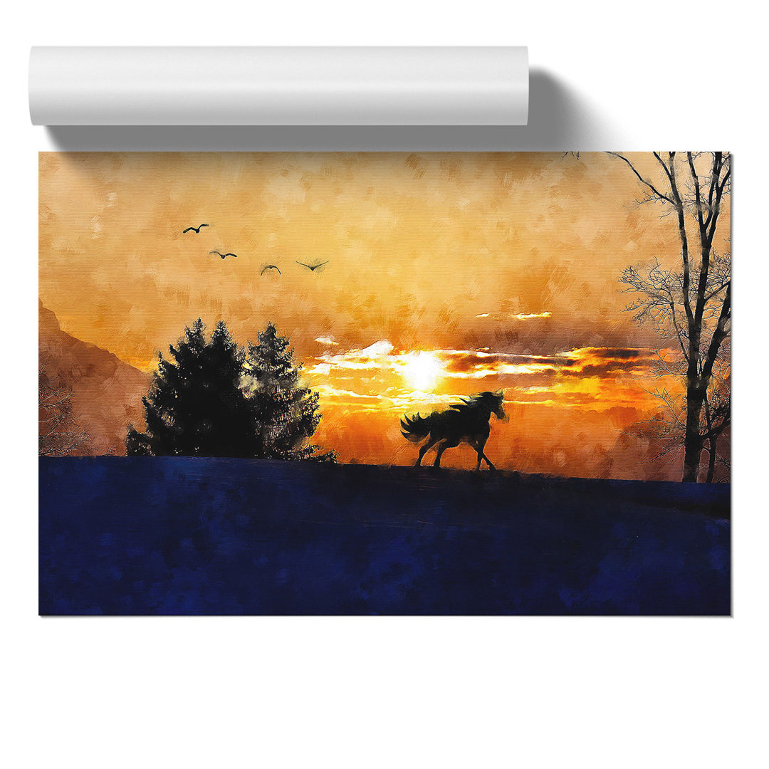 Wild Horse at Sunset Painting - Frameless Print