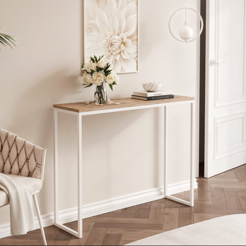 Console Table, 80cm H x 80cm W x 30cm D, Wotan Oak, White