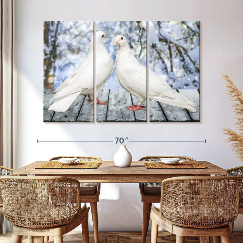 Brampt White Winter Doves, 42" H x 65" W