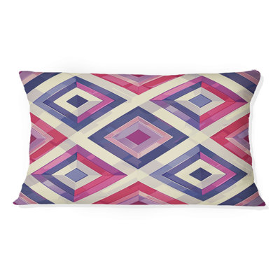 Coussin lombaire bleu et rose Midcentury Maze