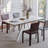 78.74" White Sintered Stone Dining Table, Modern Rectangular Kitchen Table with Angled Legs