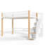 Lit mezzanine en bois AerieLoft avec étagères de rangement et crochet pour vêtements-134083583