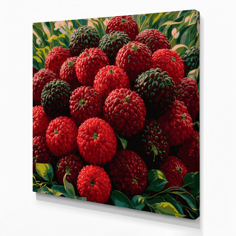 «Fruit Yangmei», art mural sur toile noire, H 12 po x l 12 po