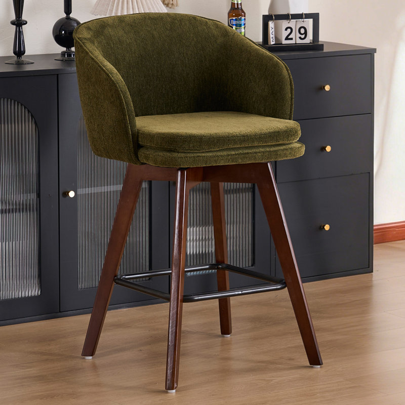Tabouret de bar Allis Mid-Century, Chenille verte, 1