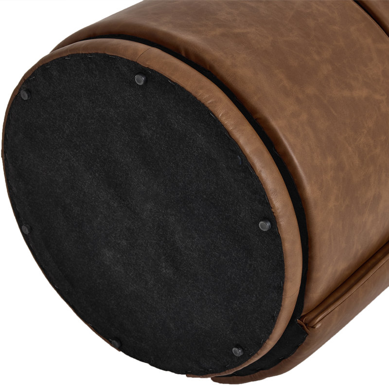 Chaise rembourrée moderne avec dossier incurvé et base ronde, Brown Faux Leather