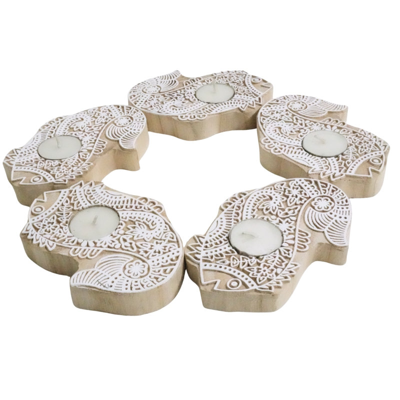  Handmade Wooden Candle Holder Natural Wood Stain Finish for Elegant Home Décor( Packof-8), 8