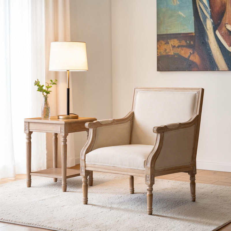 Chaise d'appoint Amando French Country, revêtement beige