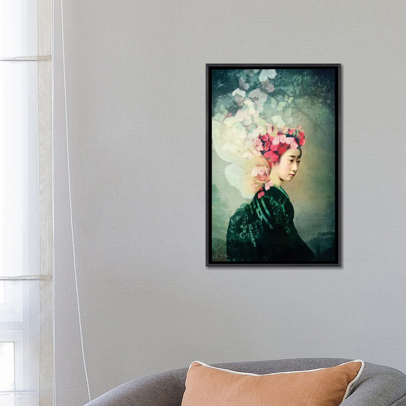 Portrait 12 par Catrin Welz-Stein - impression d'art graphique, Toile avec cadre noir patinée, H 26 po x l 18 po x 1,5 po