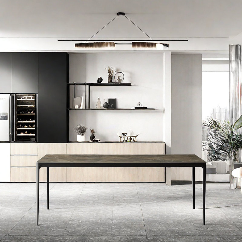 Kryska Metal Base Dining Table, 29.1"H x 31.4"L x 62.9"W