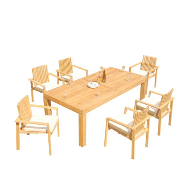 Ensemble de salle à manger rectangulaire en teck pour 86 personnes