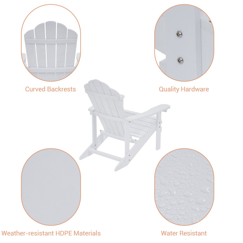 Chaise Adirondack en plastique Insani, Blanc