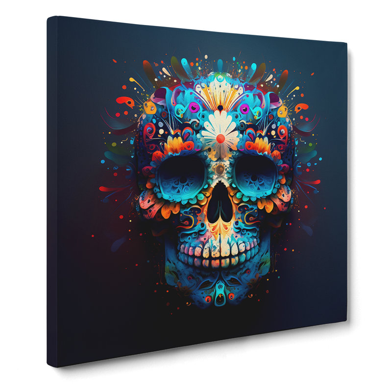 Sugar Skull Expressionism - Wrapped Canvas, 50cm H x 50cm W x 3cm D