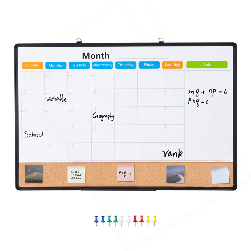 Tableau blanc 36 po x 24 po avec tableau blanc et tableau de liège avec cadre en aluminium