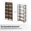 Bibliothèque multifonctionnelle à 5 niveaux, bibliothèque pliante rétro, tablettes de rangement sans assemblage pour le bureau personnel-403179151