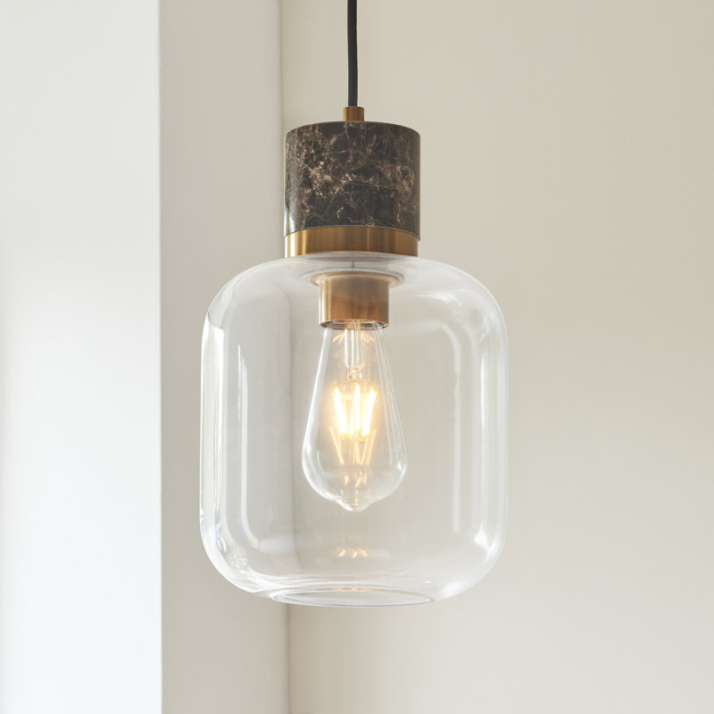 1 - Light Brass Pendant, Dark Brown