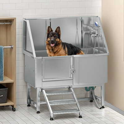 Baignoire de toilettage réglable en acier inoxydable pour animaux 50 po