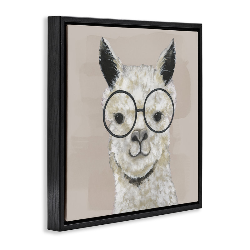 Portrait de lunettes Happy Alpaca, H 18 po x l 18 po, Cadre flottant noir