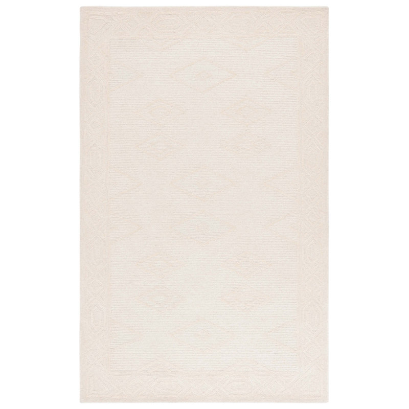 Knoel 675 Hand Tufted Wool/Cotton Geometric Shapes Indoor Use Only Rug in Ivory, Rectangle 8' x 10'