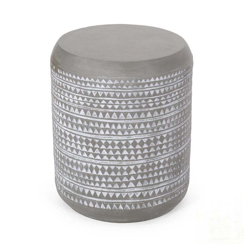 Outdoor Lightweight Concrete Side Table with Textured Boho Design and Ready-to-Use Convenience