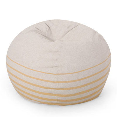 Fauteuil à billes jaune rayé de 5 pieds, option de salon confortable moderne, housse amovible avec fermeture à glissière, housse à fermeture à glissière confortable rembourrée en mousse, haute