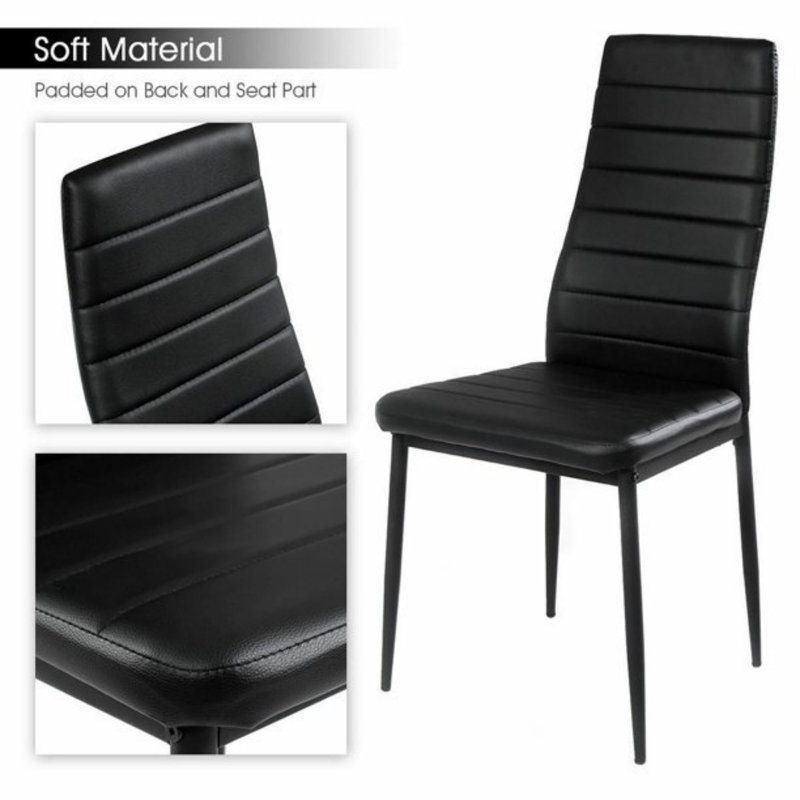 Ensemble de table de salle à manger YouYeap 5 pièces avec table en verre et 4 chaises à haut dossier, noir