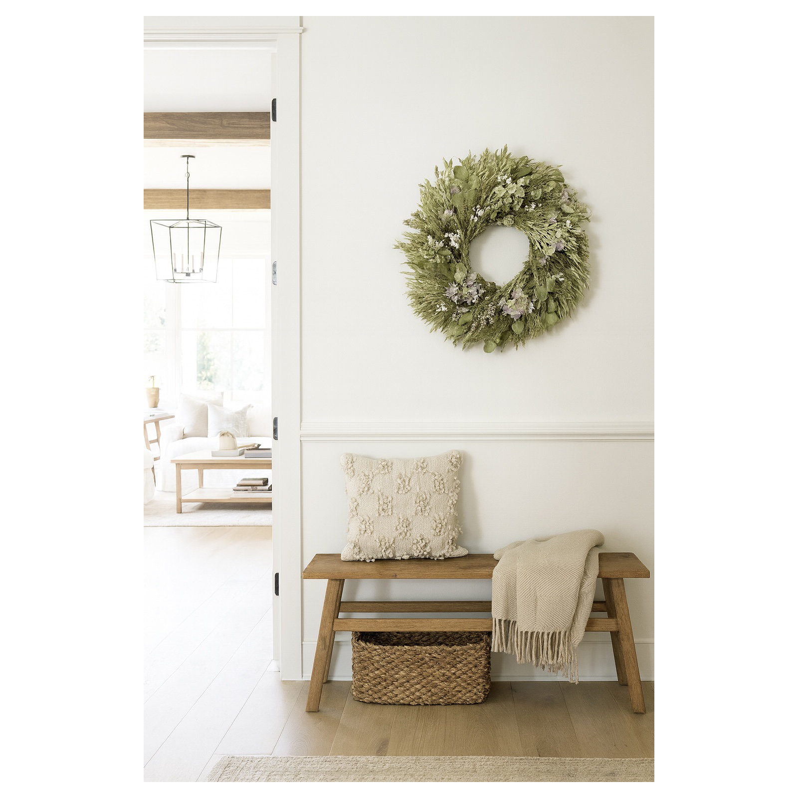 Dried Kent Beauty and Eucalyptus Spring Wreath, 30" W x 30" H x 6" D
