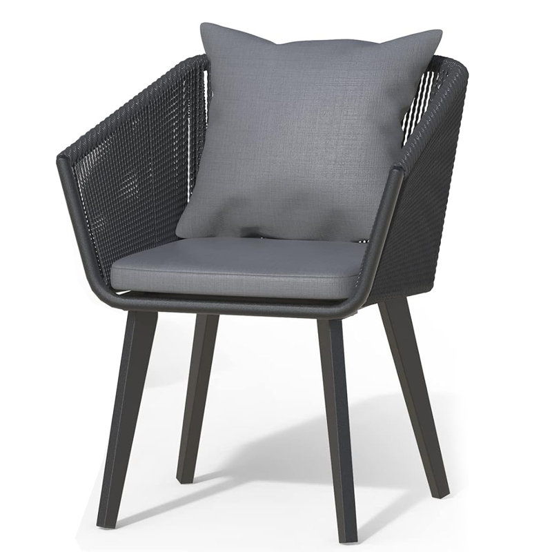 1 Piece Outdoor Patio Dining Chair, Dark Gray