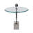 Rejanae Modern Accent Side Table with Glass Top, Labradorite Stone Accent, and Sculptural Base - Narrow Living Room End Table for Bedroom or Entryway - Contemporary Round Design - 23", Silver-1202243762