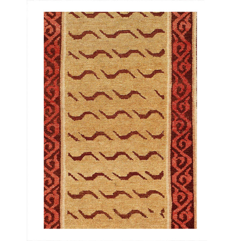 Tapis de couloir tibétain fin noué à la main 2 pi 1 po x 7 pi 2 po