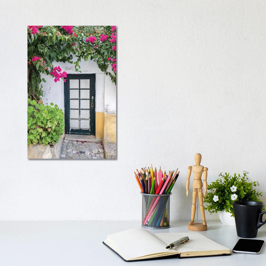 Doorway Surrounded By A Bougainvillea Vine, Obidos, Portugal by Julie Eggers - Wrapped Canvas Gallery-Wrapped Canvas Giclée