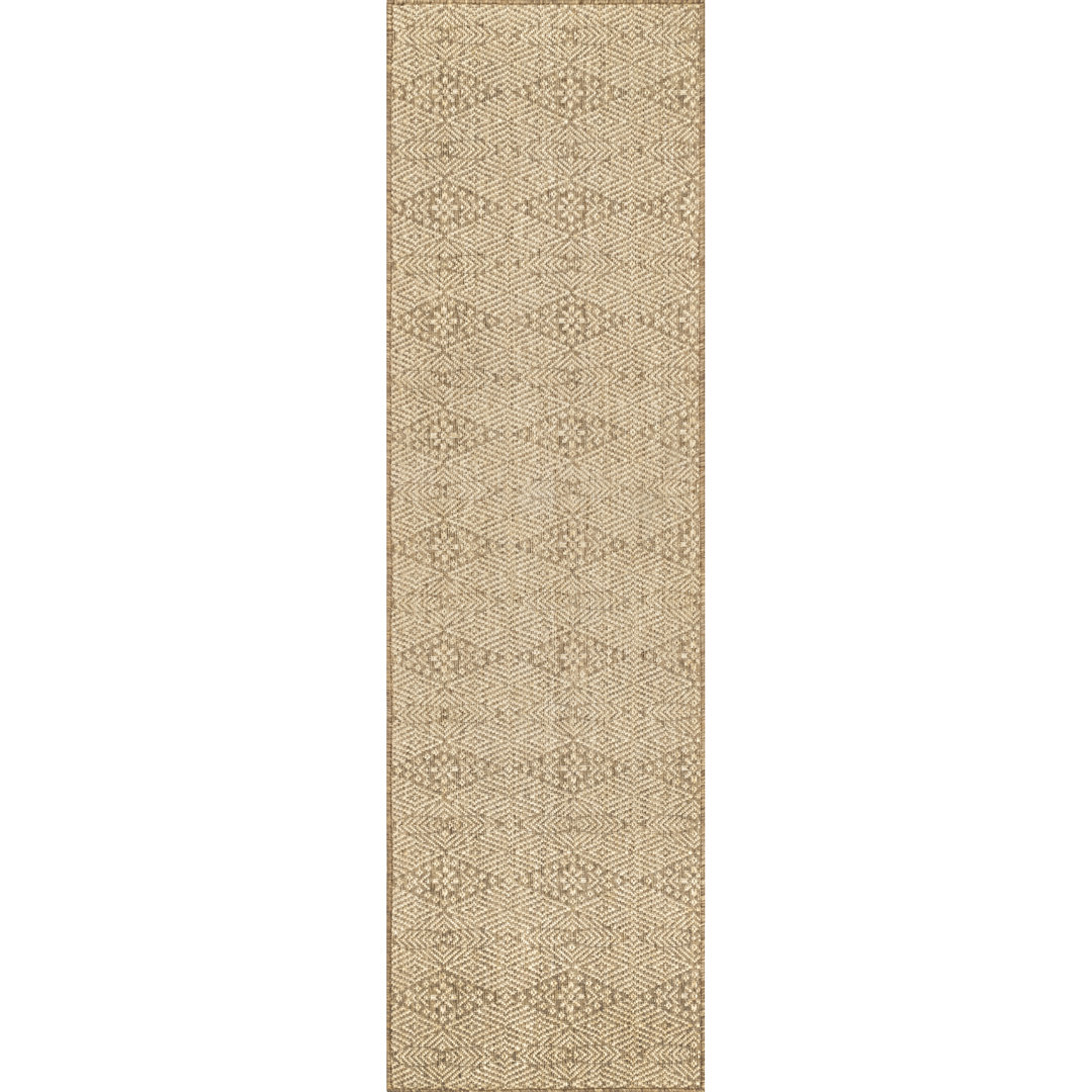 Roselyn Geometric Power Loom Beige Indoor/Outdoor Patio Rug Sand & Stable™ Rug 