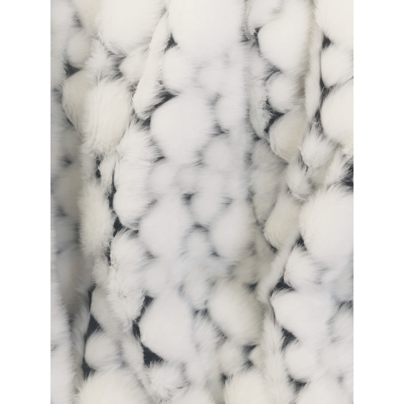 Jeté noir et blanc en fausse fourrure de luxe, L 48 po x L 60 po