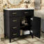 30" Bathroom Furniture Vanity, Ceramic Sink, Adjustable Shelves, Black Cabinet, Soft Close, Contemporary Vanity 30-Inch, Basin, Storage Options, Function-130597611