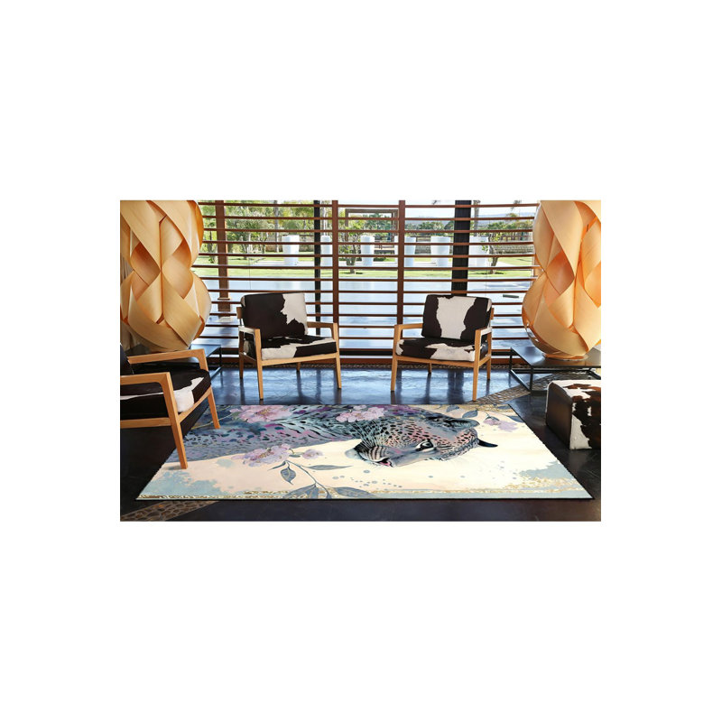 Tapis décoratif moderne à motif tigre lavable à la machine, Sous-tapis carré 3 pi 3 po inclus