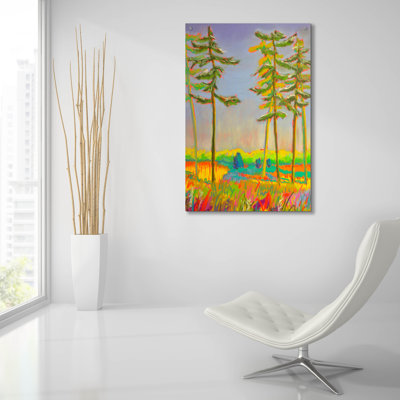  «The Pines» par Bebe Keith, art mural en verre acrylique, 24 po x 36 po