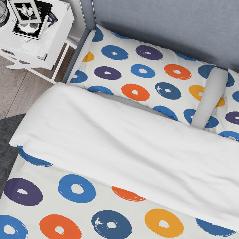 Motif de cercle bleu - ensemble de housse de couette abstrait - polyester microfibre
