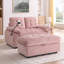 Chaise longue en chenille rembourrée avec dossier réglable, port USB, support pour téléphone et repose-pieds-125006235
